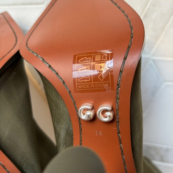 Cult Gaia Size 36/6 Pyramid Heel Boot Pump Green Daija Oliva Zipper New - Picture 10 of 11